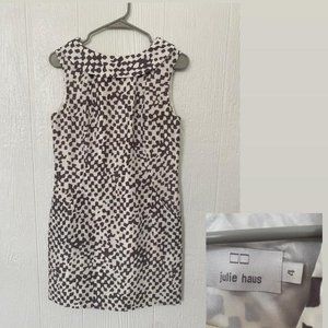 Julie Haus Silk Dark Gray and White Abstract Dress